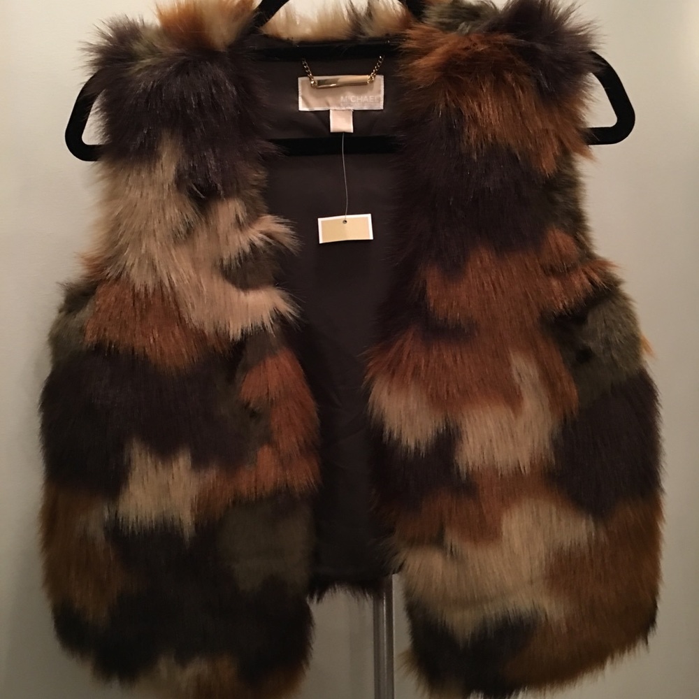Michael Kors Faux Fur Camo Vest *BRAND NEW* XS